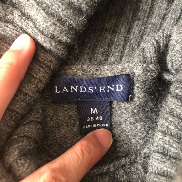 Land’s End Grey Turtleneck Long Sleeve Sweater M Merino Wool Blend - Picture 3 of 6